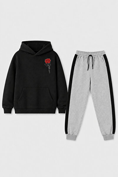 Trendy Merry Store Red Rose Printed Unisex Children's Tracksuit Set with Kang...