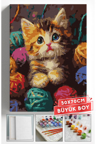 Akihabara Sayılarla Boyama Hobi Seti Çerçeveli Numaralı Tuval Fırça Boya Dahi...