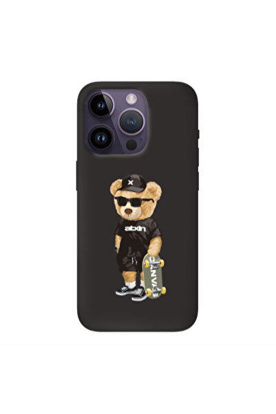 Other Apple iPhone 14 Pro Max Bear with glasses Black Colored Silicone TPU Θήκη