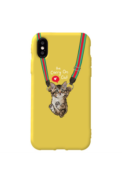 Other Apple iPhone Xs Max Swinging cat Yellow Colored Silicone TPU Θήκη