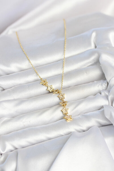 Generic Brand 316L Steel Star Model Gold Color Zircon Stone Women's Necklace