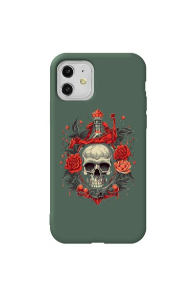 Other Apple iPhone 11 Flower head Dark Green Colored Silicone TPU Θήκη