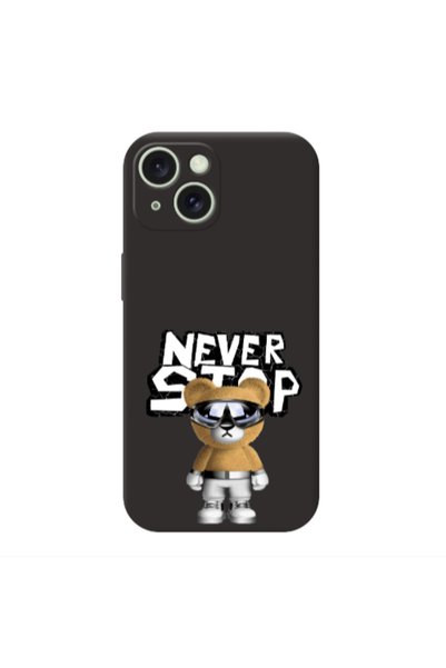 Other Apple iPhone 15 Never stop Black Colored Silicone TPU Θήκη