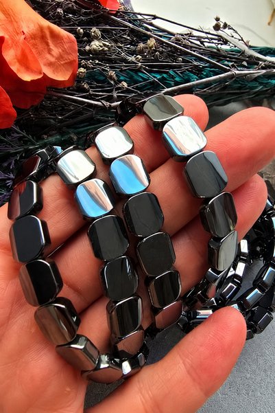 welmg Hematite Bracelet - Square Hematite Bracelet - Elegant Slim Model