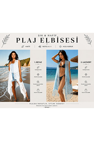 Glowzia Women's 2-Piece Pareo Transparent Tasseled Summer Pareo