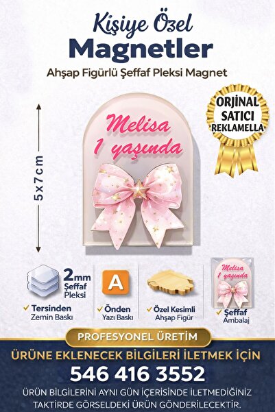 reklamella Kurdele Temalı Figürlü Pencere Kesimli Doğum Günü Magneti Organiza...