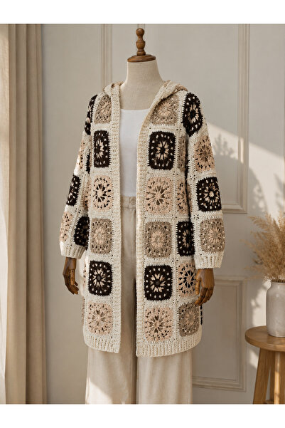 ARTTMACRAME Hand Knitted Women's Cardigan – Colorful Motif Knitted Cardigan –...