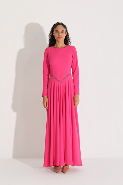 miha Hicran Önal Stone Belted Dress Fuchsia
