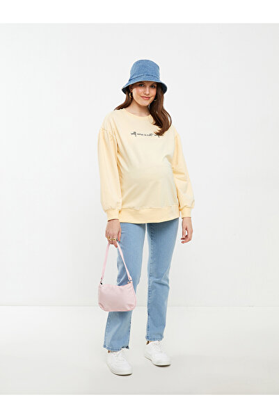 LC Waikiki Trendlucky Farkıyla Oval Collar Lettering Printed Long Sleeve Mate...