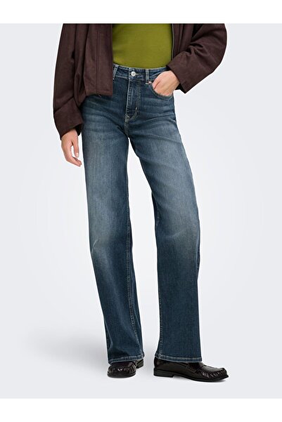 ONLY Jeans mit weitem Bein ONLMADISON Hohe Taille Weiter Beinschnitt Jeans
