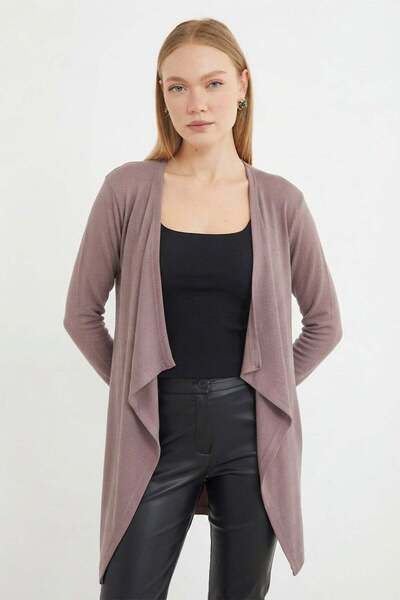 Fulla Moda Asymmetrical Cut Shawl Collar Cardigan