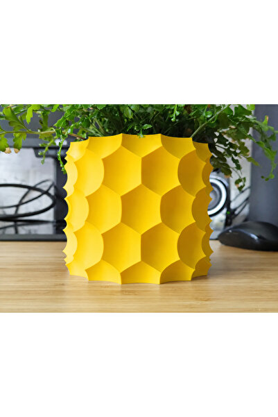 MYE TEKNOLOJİ Modern Geometrik Dekoratif Saksı – 3D Baskı Masaüstü Bitki Saksısı