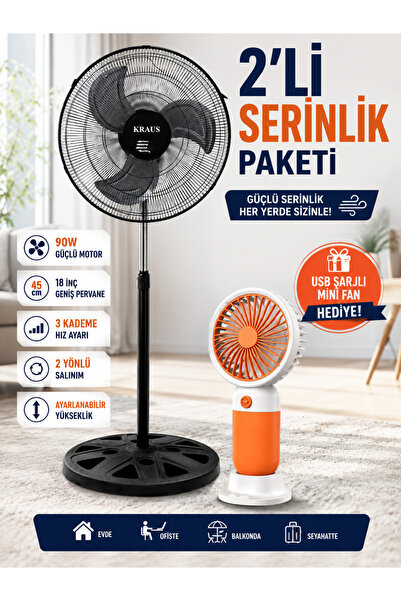 Toptancı Amca 18 İnç 45 cm Ayaklı Büyük Vantilatör 90W Güçlü Motorlu 3 Kademe...