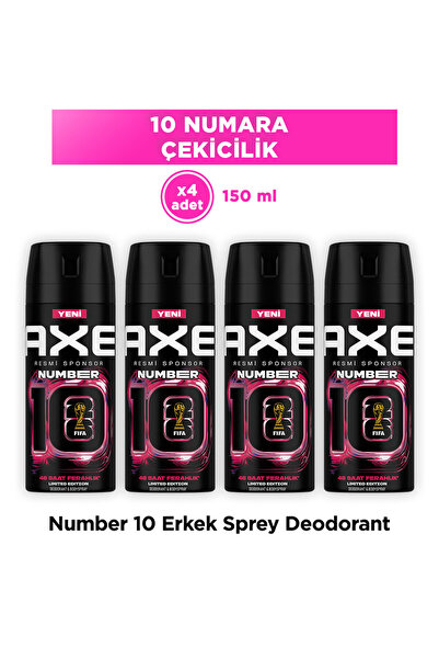 Axe Erkek Deodorant Number 10 Body Spray Limited Edition 150 ml x4