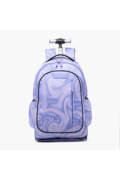 Spirit Marble Print School Trolley Bag for Girls 8-13 Years with Shoulder Str...