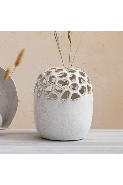 Warm Design مزهرية دائرية مزججة