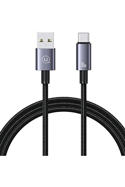 Usams US-SJ663 Cablu împletit USB-A la USB-C 3A 1.2m Negru