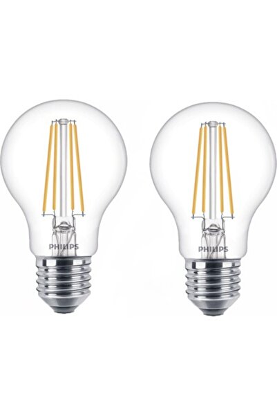 Philips LED Ampul 7 60W 2700K Sıcak Beyaz A60 E27 2'li Ekopaket Filament Işık