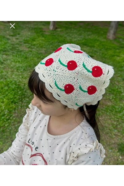 İNCİ ÇEYİZ Crochet Knitted Bohemian Style Cherry Patterned Bandana (Suitable ...