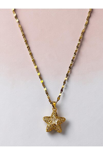 Hoop jewelery 45-cm Steel Chain Stone Star Necklace