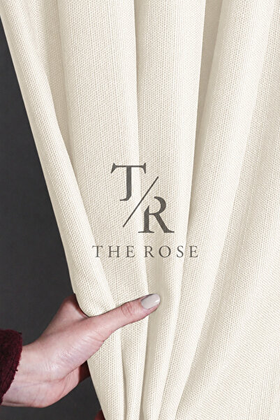 The Rose Ekru Ultra Keten Fon Pilesiz Ekstrafor Büzgülü Kornişli Kullanıma Ha...