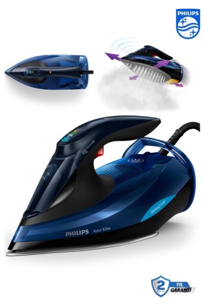 Philips Azur Elite Buharlı Ütü, 260 G Şok Buhar, Kumaşa Göre Akıllı Buhar Öze...