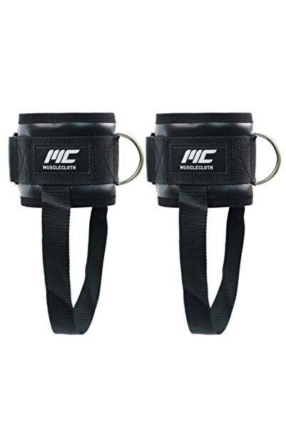 MUSCLECLOTH Deri Padded Ankle Cuff Taban Destekli 2'li Paket Siyah