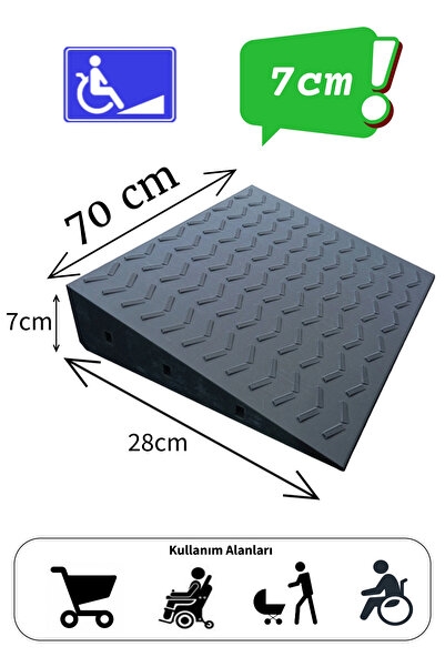 Roboqoq 7 cm Tekerlekli Sandalye Kapı Eşik Rampası Bantlı Dayanıklı Gri