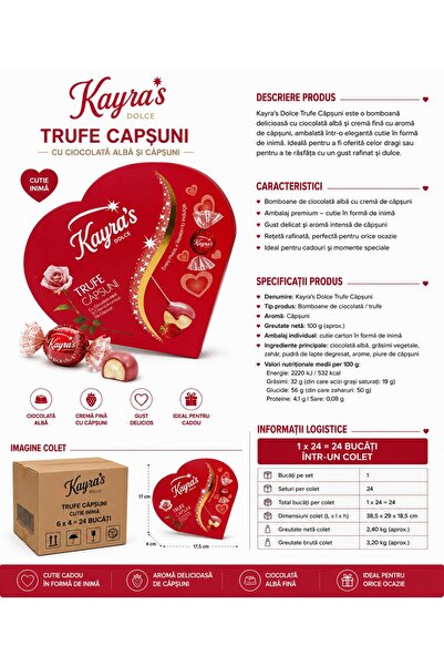 BISCUIT KAYRA BOMBOANE CIOCOLATA /CAPSUNI CT.INIMA 100GR (1X24=24BUC)