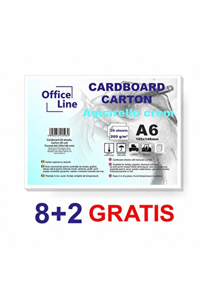 Libra Pachet cu reducere 8+2 GRATUIT: Carton crem Aquarello A6 200g, 20 de coli.