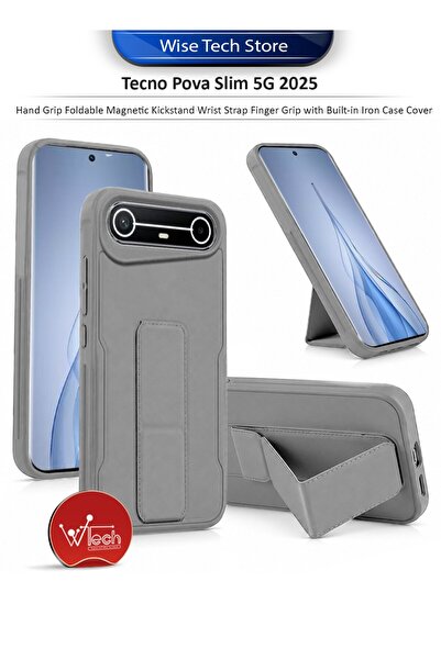 Wtech Tecno Pova Slim 5G 2025 Hand Grip Foldable Magnetic Kickstand Wrist Str...
