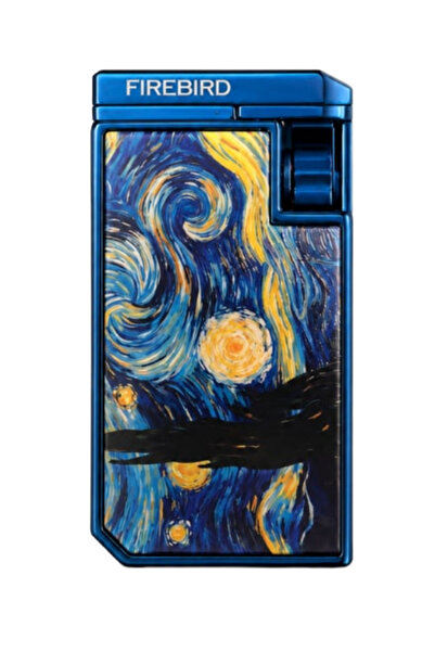 FireBird Çift Torch Pürmüz Yıldızlı Gece Desenli Mavi Puro Çakmağı TRM1016
