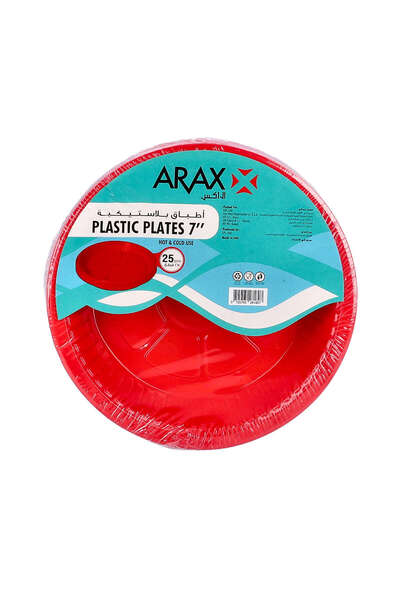 ARAX Color Plastic Plates Red 7in 25's