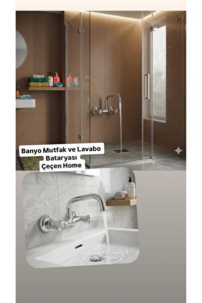 ÇEÇEN HOME Lüks Kuğu Lavabo-Mutfak- Banyo Bataryası Krom Çift Çıkışlı Paslanm...