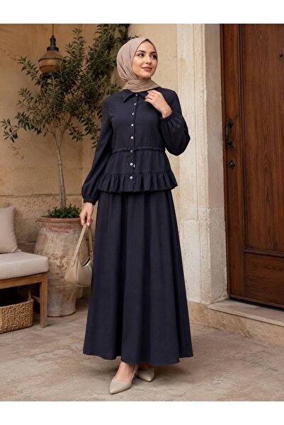 Butik Kadın Kupra Etekli Tesettür Takım