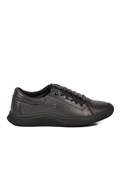 AYAKMOD Black Genuine Leather Orthopedic Sole Women's Casual Shoes 5605 Z