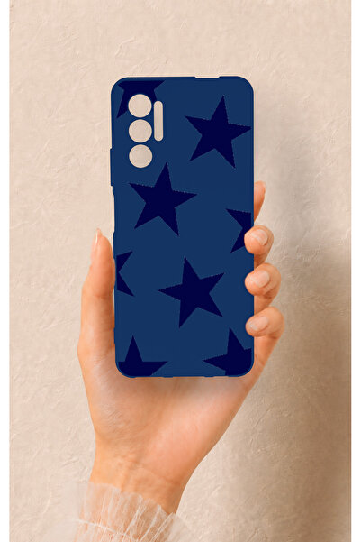 Vip Case Tecno Pova 3 Uyumlu Lacivert Star Desenli Silikon Kılıf