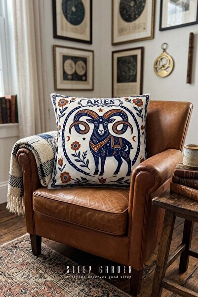 Sleep Garden Aries Zodiac Sign Design Modern Decorative Throw Pillow Cover 43X43