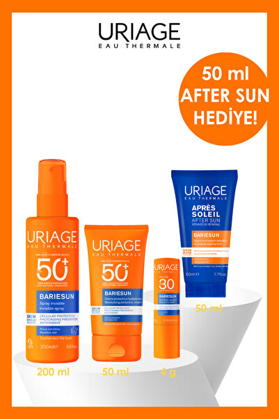 Uriage BARIESUN SPF50+ Güneş Paketi|200ml Sprey + 50ml Yüz Kremi+ 4g Dudak Ko...