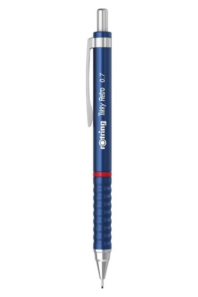 Rotring | Tikky Retro Versatil Kalem, 0.7 mm Uç, Metalik Mavi, Ergonomik Tutuş