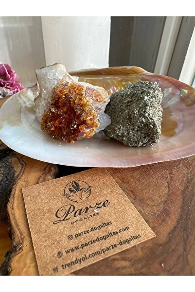 parze doğaltaş Bolluk ve Bereket Seti ; Pirit Ve Sitrin - Abalon Kabuk İçeris...