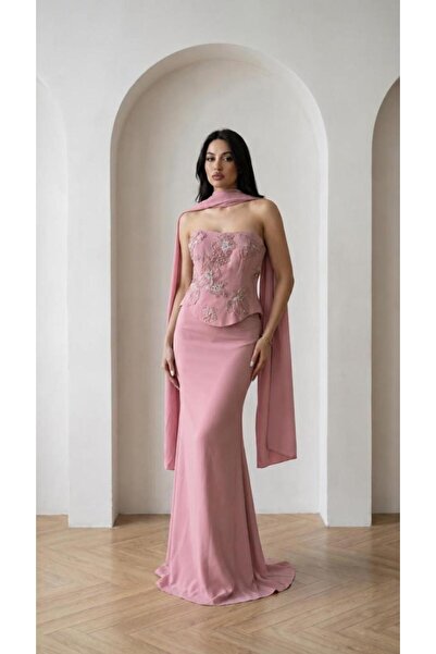 AbiyeSultan Women's Strapless Evening Dress - Pearl Strapless Evening Dress -...
