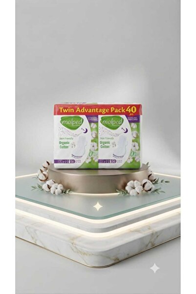 Molped Pure Soft Super Night 40 Pieces Skin-Friendly Organic Cotton Night and...