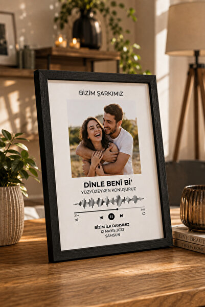 ÇELİKLER HEDİYE Kişiye Özel Spotify Şarkı Çerçevesi Fotoğraflı Müzik Plaketi ...