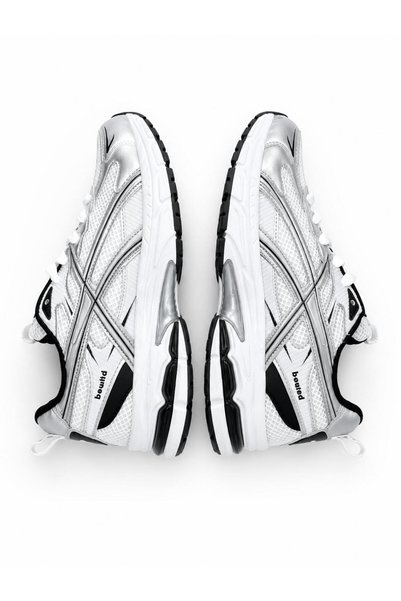 UZN AYAKKABI Bewild Men's White Silver Retro Runner Sports Shoes Thick Soled Running and Walking Shoes
