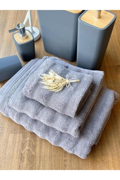 ROSSEV Fine Cotton Gray Towel Set of 3