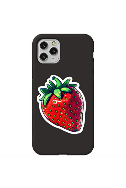 Other Apple iPhone 11 Pro strawberry Black Colored Silicone TPU Θήκη