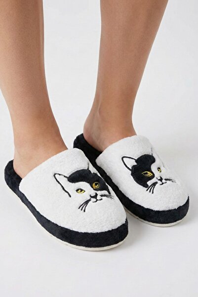 hadiora Cat Patterned Plush House Slippers - Soft Textured Comfortable Home S...