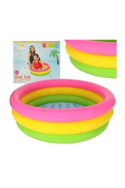 Intex 3 Ring Rainbow Portable Inflatable Lightweight Compact Circular Swimmin...
