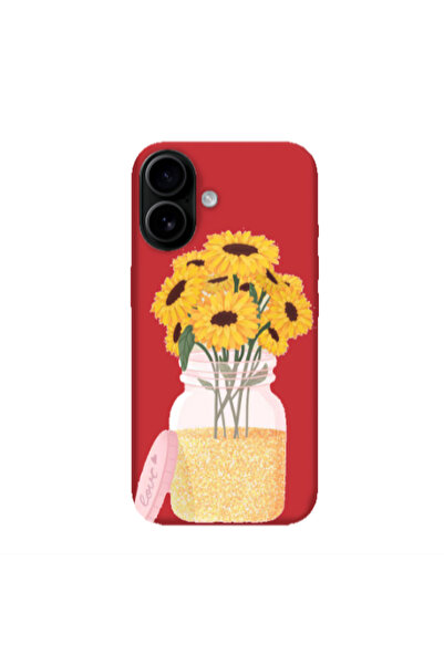 Other Apple Iphone 16 plus Daisies Red Colored Silicone TPU Θήκη